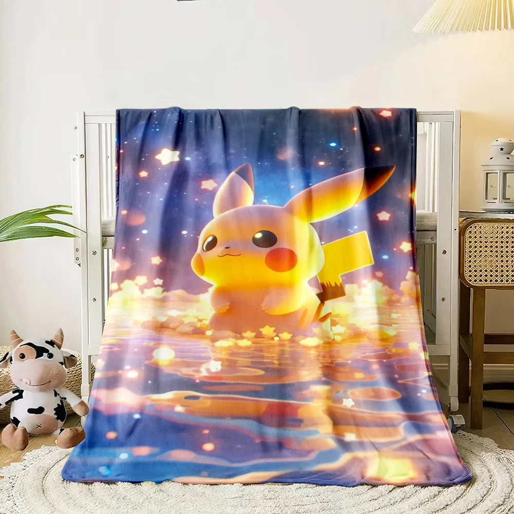 MINISO Pokémon Cartoon HD Print Blanket.Oversized Soft Warm Flannel All-season Blanket.Use Sofas,Picnic,office,Camping Blankets