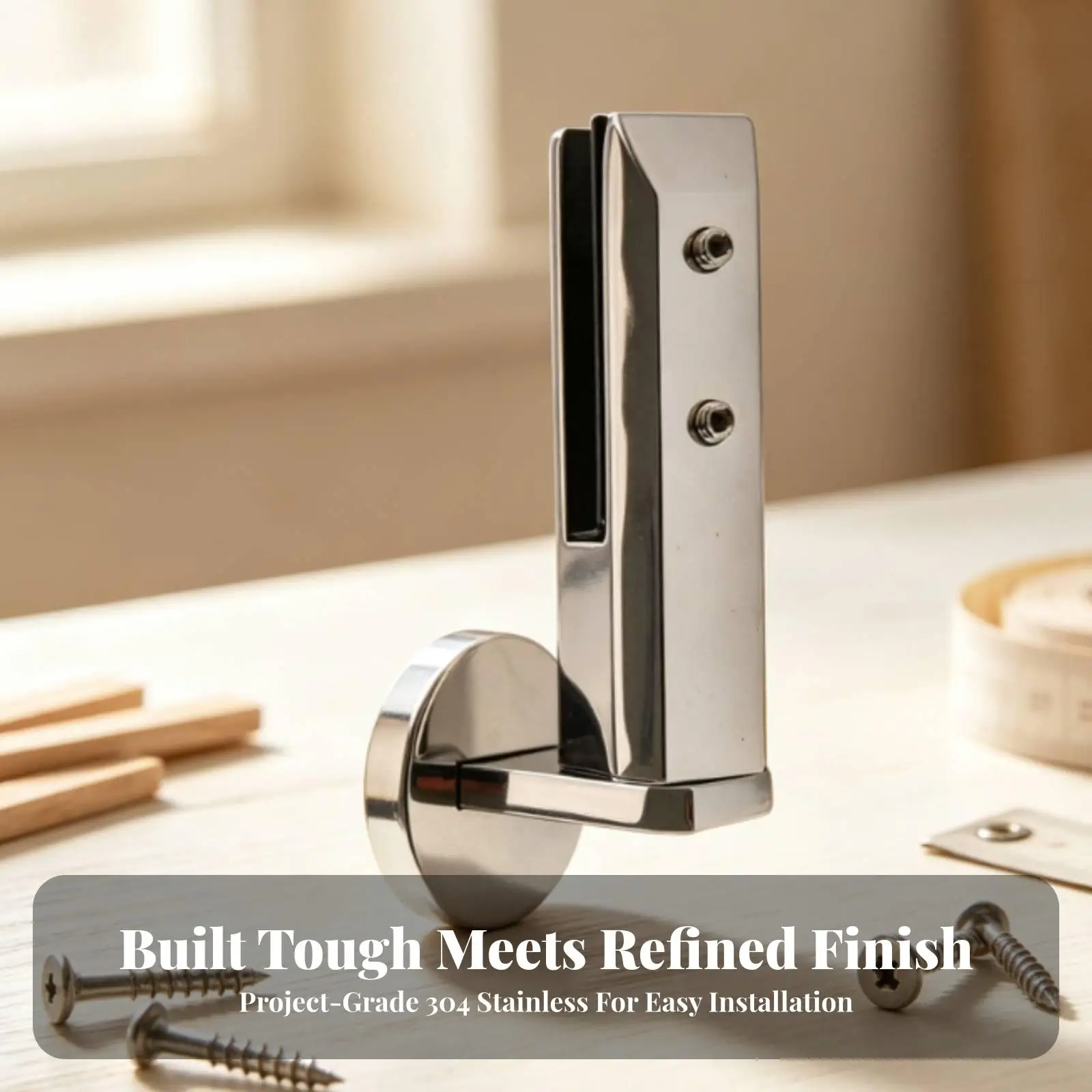 Glass Clamp with Rubber Liner | Polished Stainless Steel, firm grip Screws, Glass Railing Clamp, for Balcony
