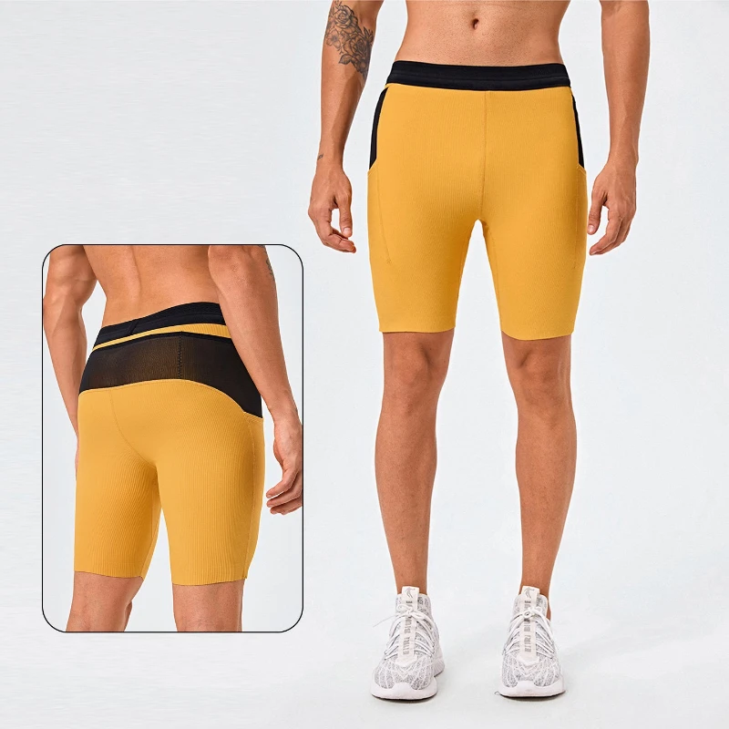 Mul-Pockets Compression Sport Shorts Men's Marathon Running Quick Dry Exercise Training Jogging Cycling Gym Fitness Tight Shorts