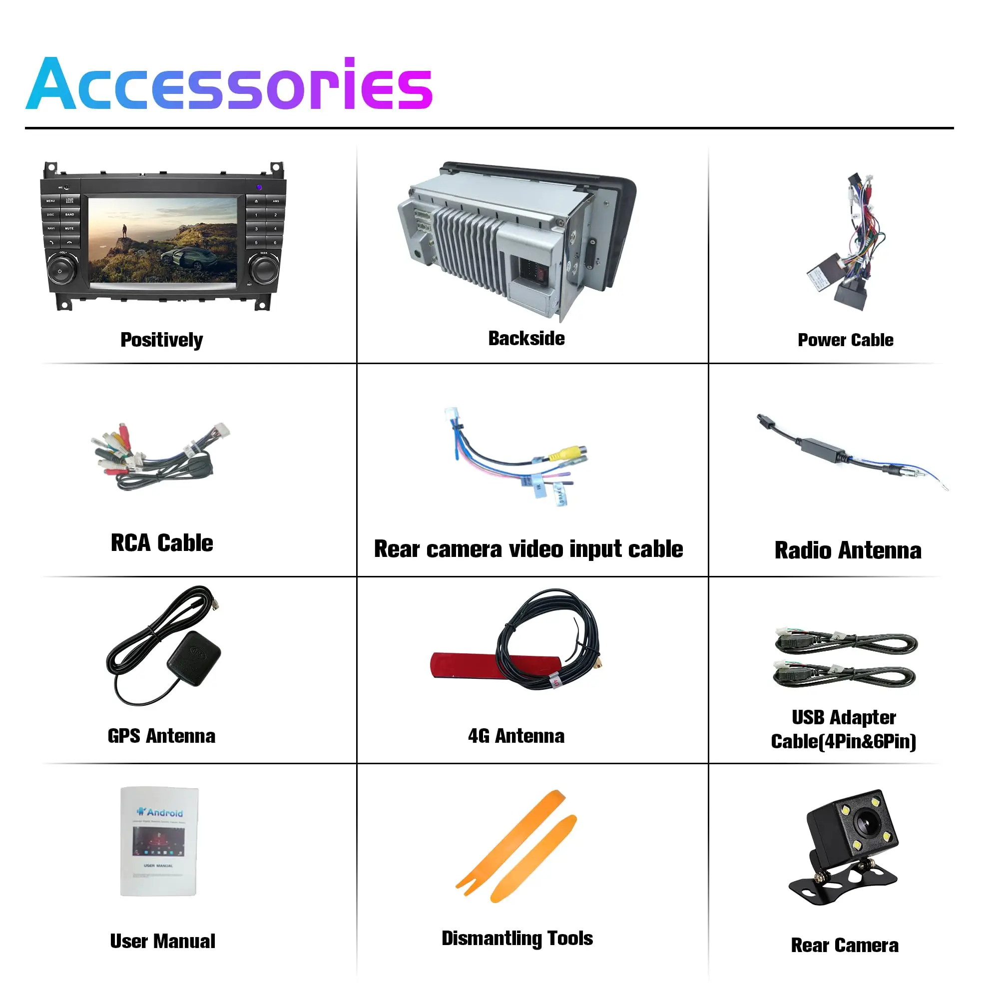 7’’ Android car radio for Mercedes Benz E500 E300 2002-2009 [4+64G] Carplay Android Auto,Bluetooth, FM AM radio, SWC, 8+128G