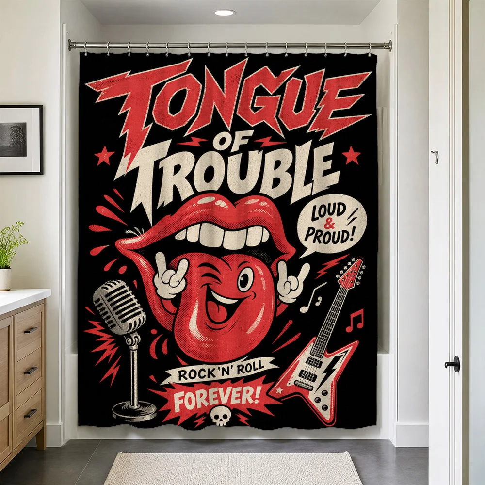 Vintage Rock N Roll Punk Music Shower Curtain Bathroom Decor Tapestry Waterproof Curtain Liner Loud \u0026 Proud Style Trendy Me