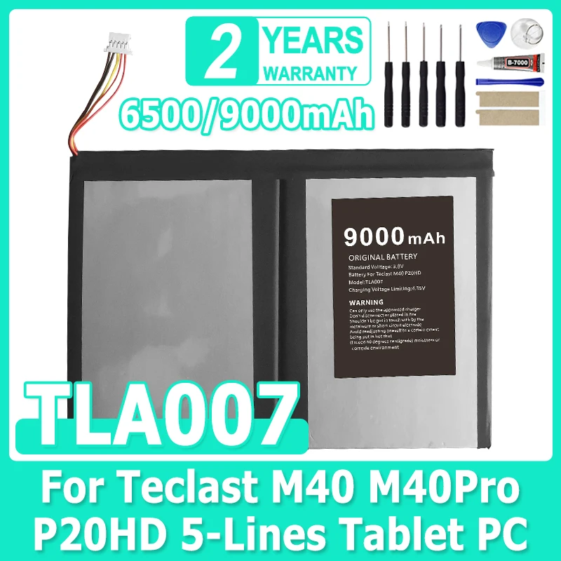 New 3.8V 9000mAh Laptop Notebook Tablet PC Battery For Teclast M40 Pro M40Pro P20HD TLA007 Accumulator 5 Wire Plug