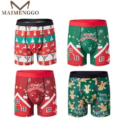 1/3PC Kerst Ondergoed Print Ademend Heren Gingerbread Man Casual Sport Boxers Vier Hoek Shorts Kerstcadeaus