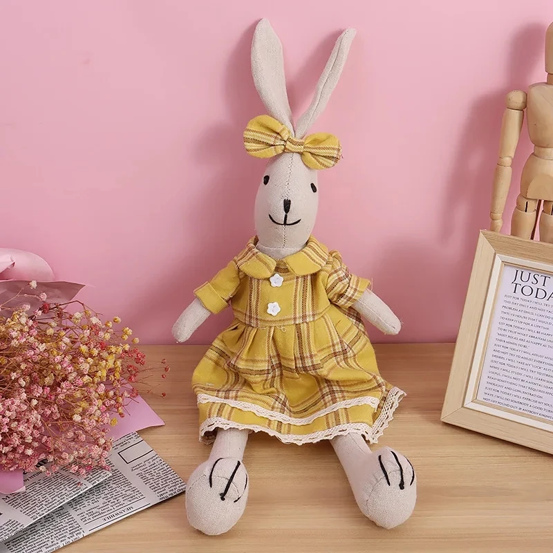 New Design Fabric Bunny Dolls Stuffed Animals Big Bunny Family Gentalman and Lady Bunnies for Home Decoration