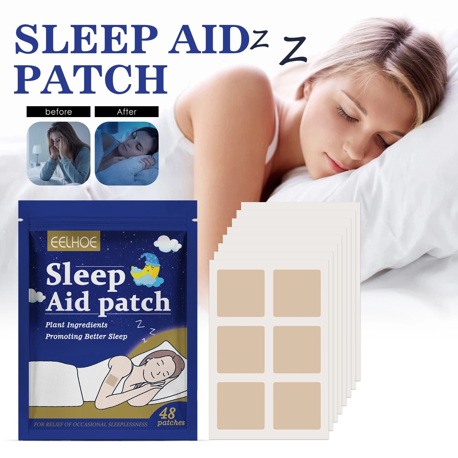 Sleep Aid Patch Natural Body Care Sticker Soothe Body Improve Sleep Comfort Help Fall Asleep Night Body Relax Patch