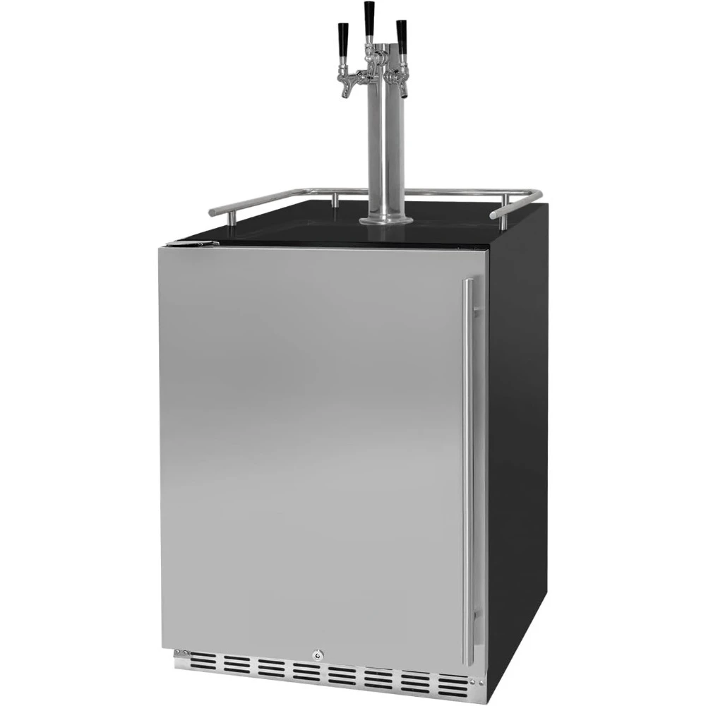 

Kegerator 24" Wide Triple Tap Black/Stainless Steel Undercounter Beer Dispenser HK38BSU-L-3