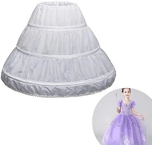 3 aros crianças menina do miúdo vestido petticoat crinoline underskirt para flor saia macia underskirt