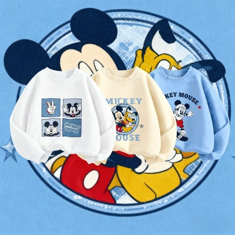 

Thin Cotton Tshirts Cartoon Fashion Tops Long Sleeve Spring Clothing Toddler New Boys Mickey Mouse Printed T Shirts Outer Wear