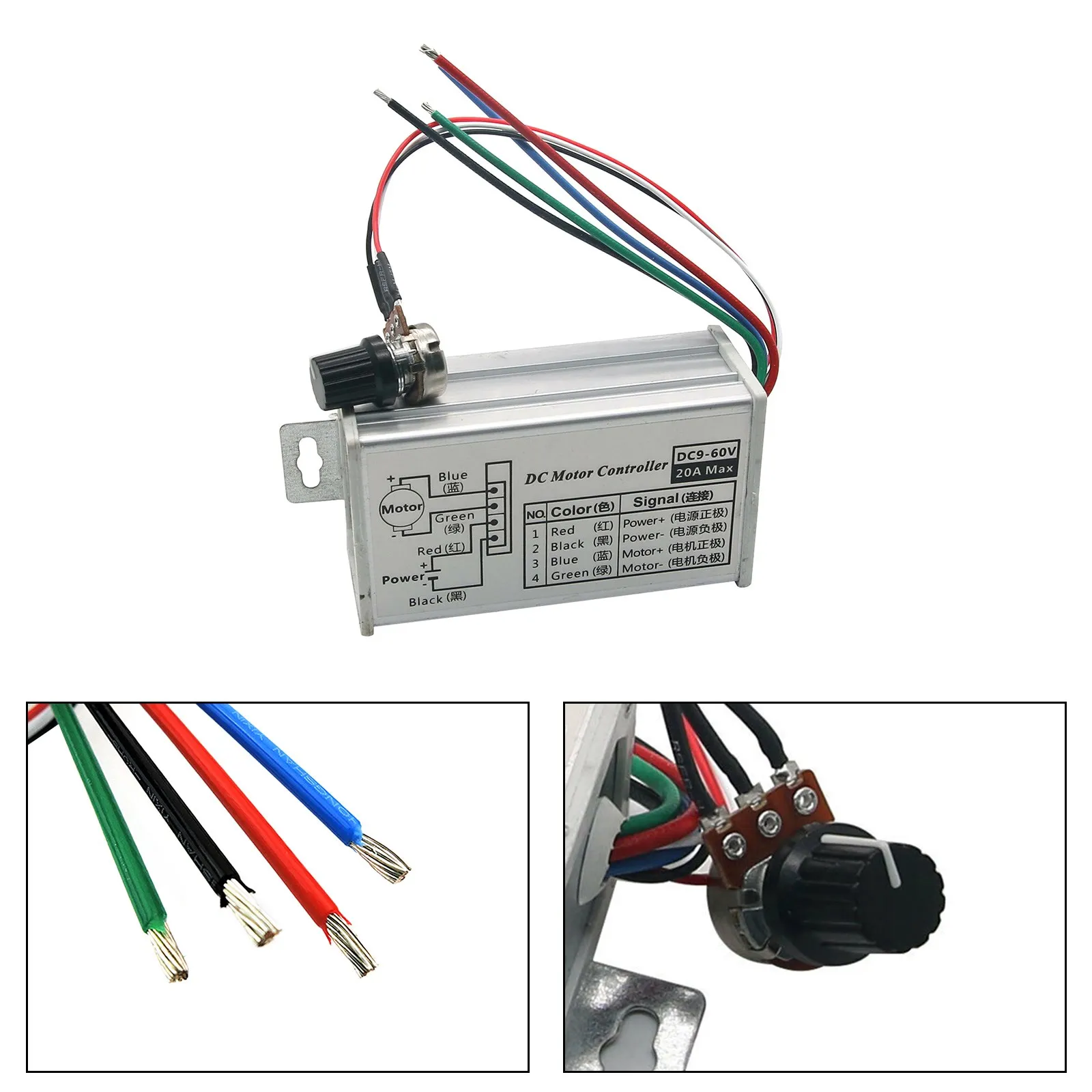 12V 24V Max 20A PWM DC Motor Stepless Variable Speed Control Controller Switch