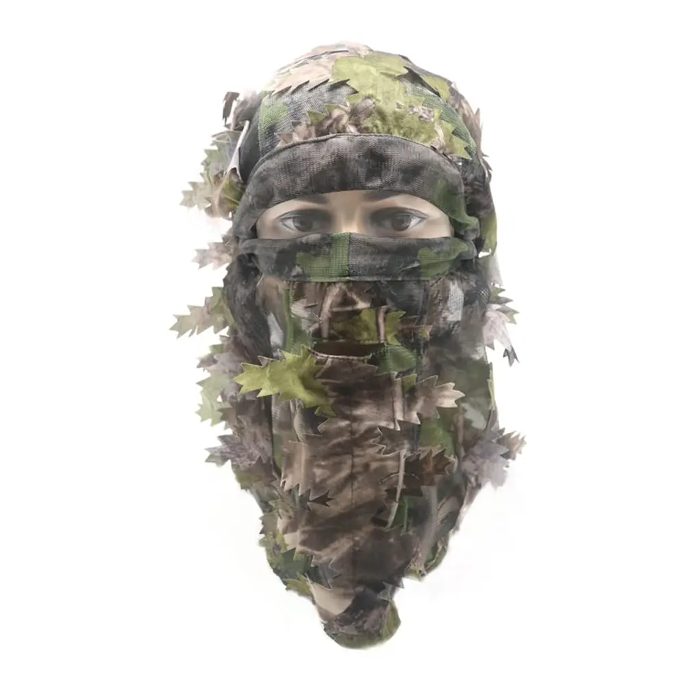 New Ghillie Camouflage Leafy Hat 3D Full Face Mask Headwear 3D Camo Cap Balaclava Ghillie Hunter Hunting Gear Accessories