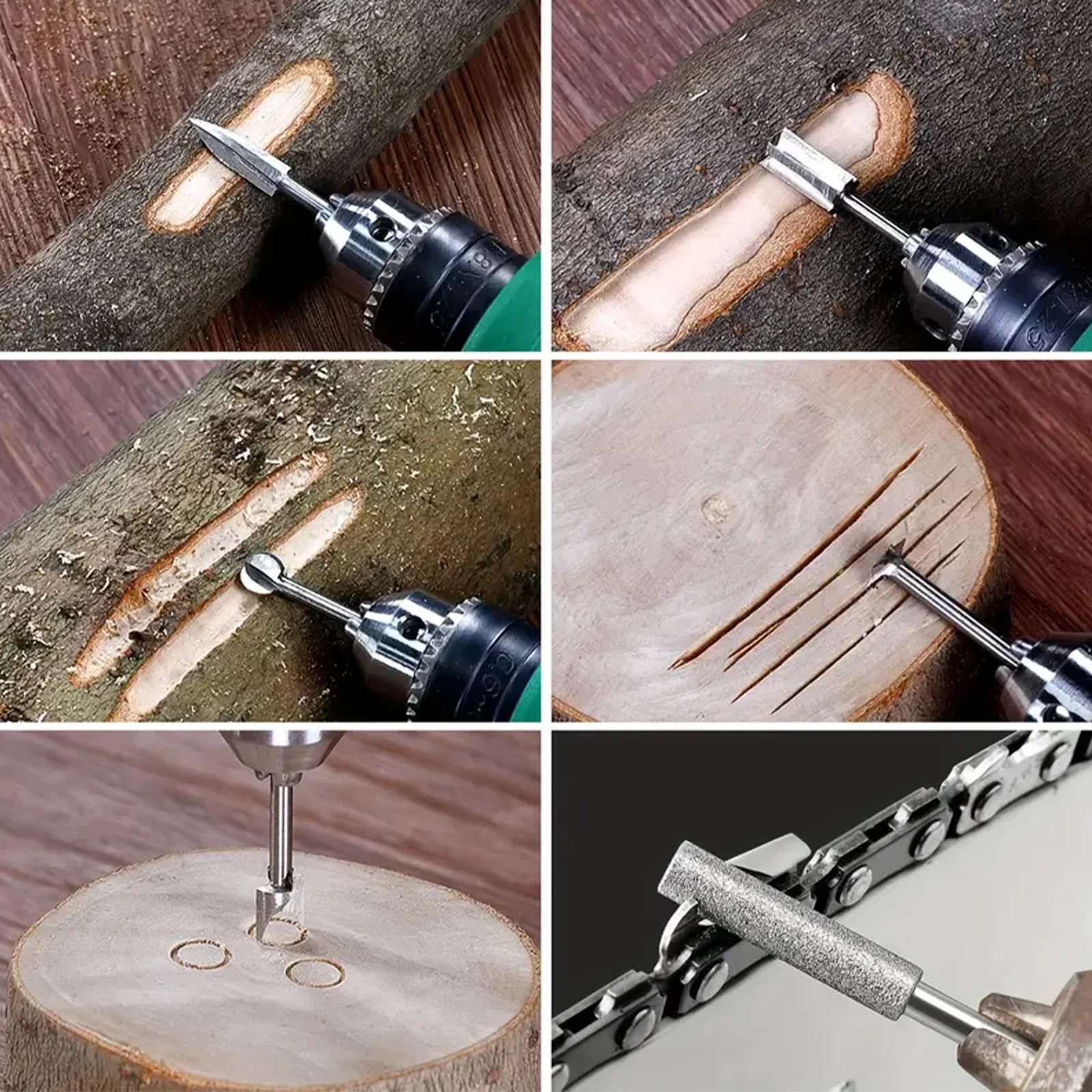 10PCS Set di punte da trapano per intaglio del legno 5 strumenti per intaglio 5 aste per affilare 1/8 "gambo universale fai da te incisione perforazione mini scolpire