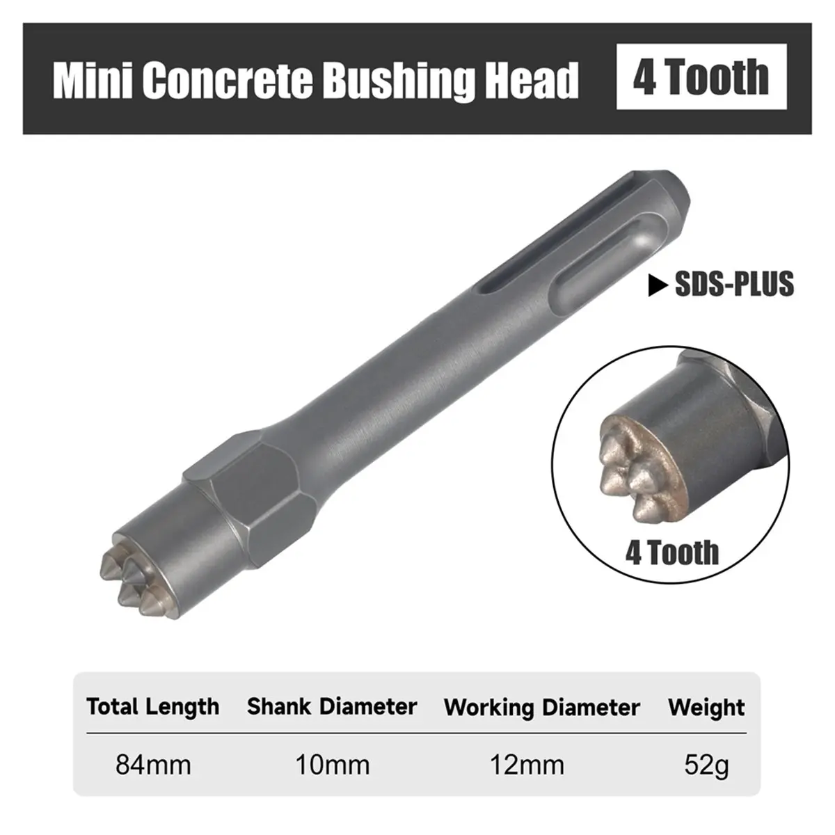Multi-use Gear For Mini SDS-for Plus Concrete Bushing for Head for Scabbling & Prep - Compact 4 Tooth One-Piece Forging