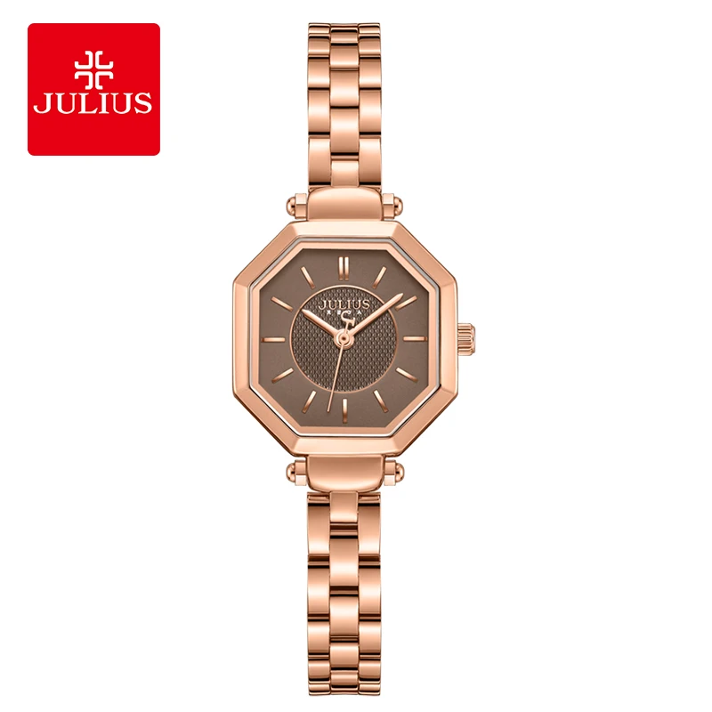 Julius New Light Luxury Octagonal Small Rose Gold Watch Quartz Waterproof Women's Watch Gifts for Woman 1419