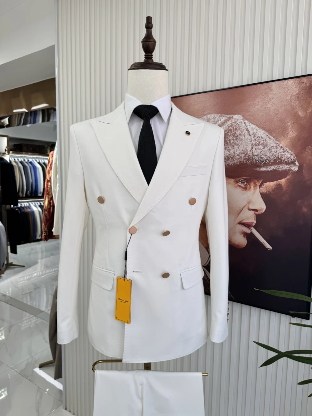 Handsome Double Breasted Suit Jacket Man Wedding Groom Sets New High Quality Men's Suits 2 Pieces Business Interview Outfit
