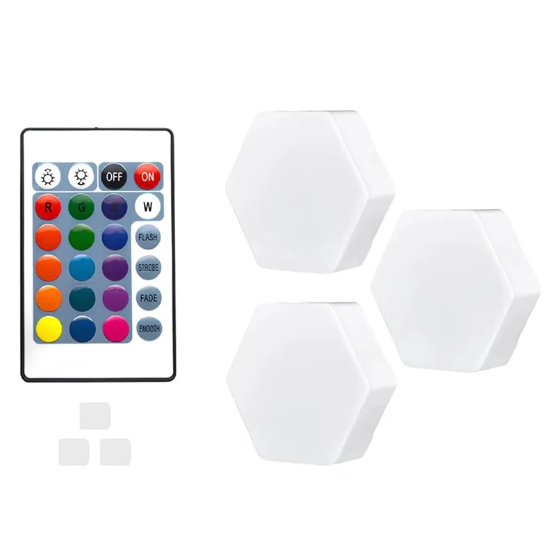

ABKW-RGB Colorful Touch Sensitive Hexagon LED Light Remote DIY Geometry Hex Wall-Mounted Panels For Bedroom Living Room