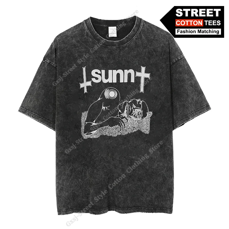 

Sunn O))) T-Shirt Void Drone Metal Rock Jesu Sleep Earth Print Clothing Men's / Women's Short Sleeve Retro Washed Cotton Tees