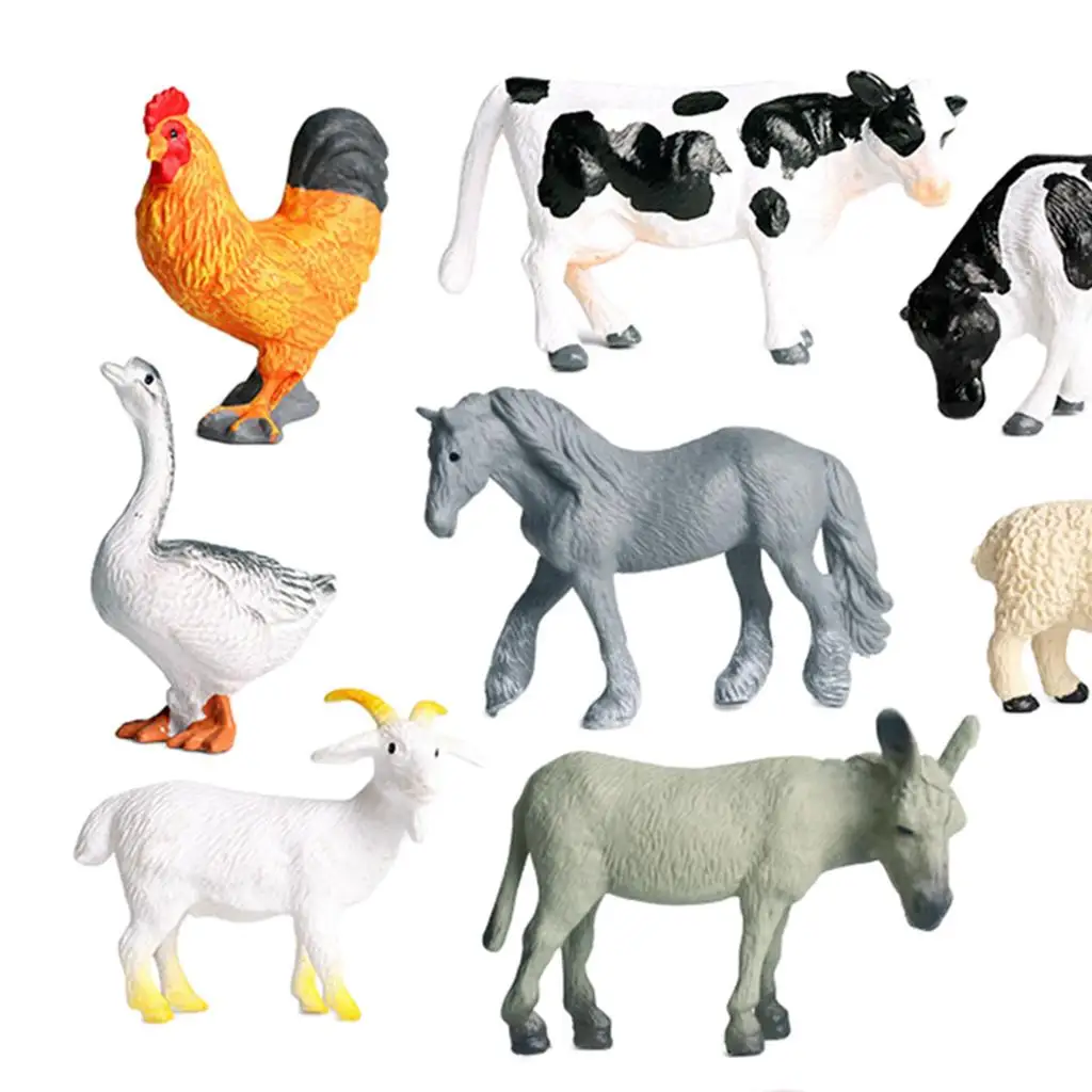 Juego de juguetes de animales de 12 piezas, figuras educativas de animales de alta simulación (cerdo, perro, vaca, oveja, caballo, pato, pollo)