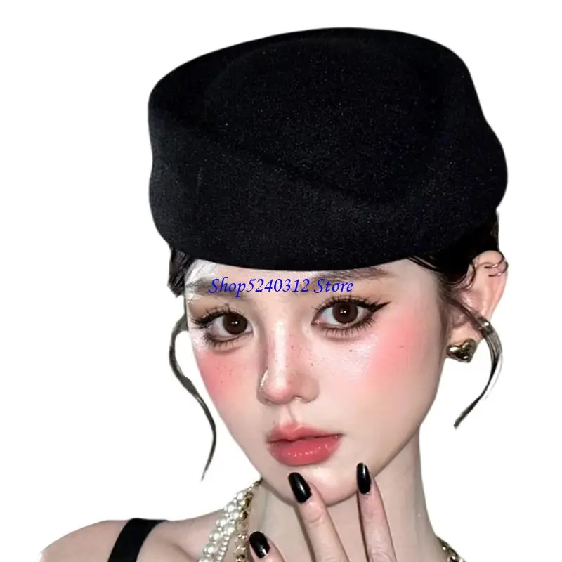 634C Retros قبعة بيريه أنيقة مع تيجان مسطحة ومتانة أغطية رأس عصرية للملابس غير الرسمية أو ملابس السهرة