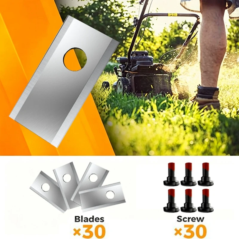 A03F Replacement Robotic Lawn Mower Blades 30Pcs with Screws, for Belrobotics Bigmow Scheppach Practicx, Stainless Steel