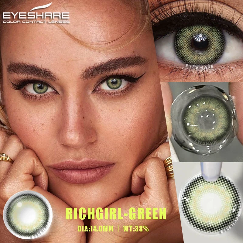 EYESHARE Fashion Color Contact Lenses for Eyes 2pcs Colorcon Green Lenses Cosmetics Blue Colored Lenses Yearly Cosmetic Eye Lens