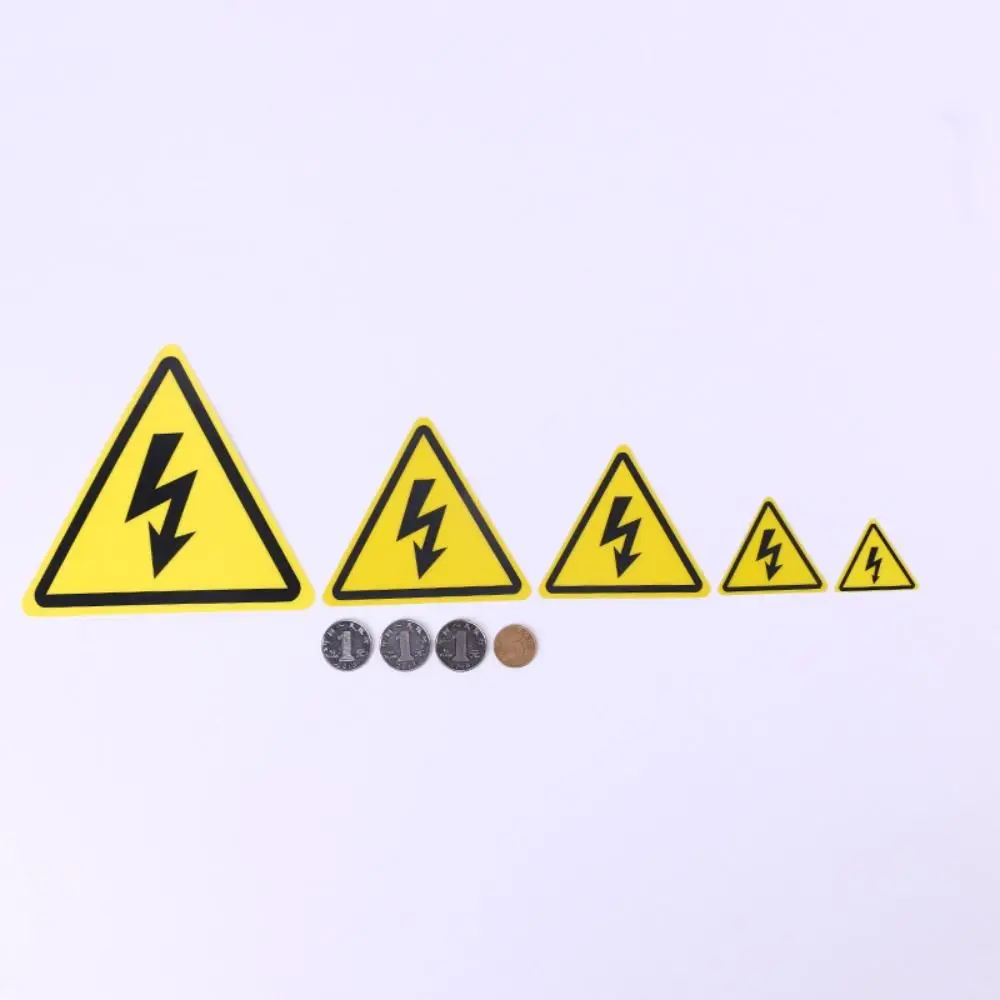 5pcs Yellow Warning Sticker 3.6/5/8/10/15cm Accessories Electrical Shock Hazard Adhesive Labels Danger Forelectric Box