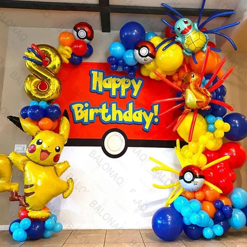 

84pcs Pokemon Balloon Set Birthday Banner Foil Globo Party Decor Pikachu Balloon Baby Shower Kid Boys Gift Party Favors Supplies