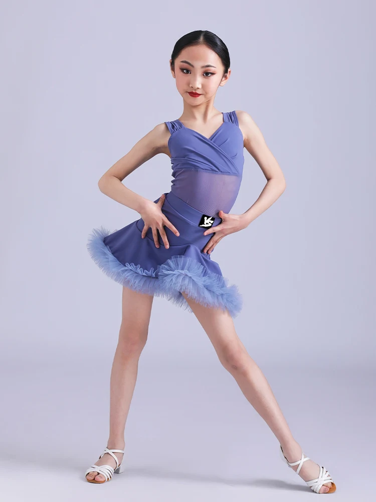 New 2025 Latin Dance Suit Children's Costume Ballroom Salsa Kids Red Tango Dresses Dancing Stage Performance Latin Dress