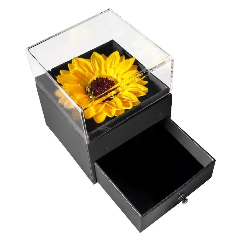 Gift Save Soap Flower Artificial Sunflower Silk Rose Strap Jewelry Box Valentine's Day Gift