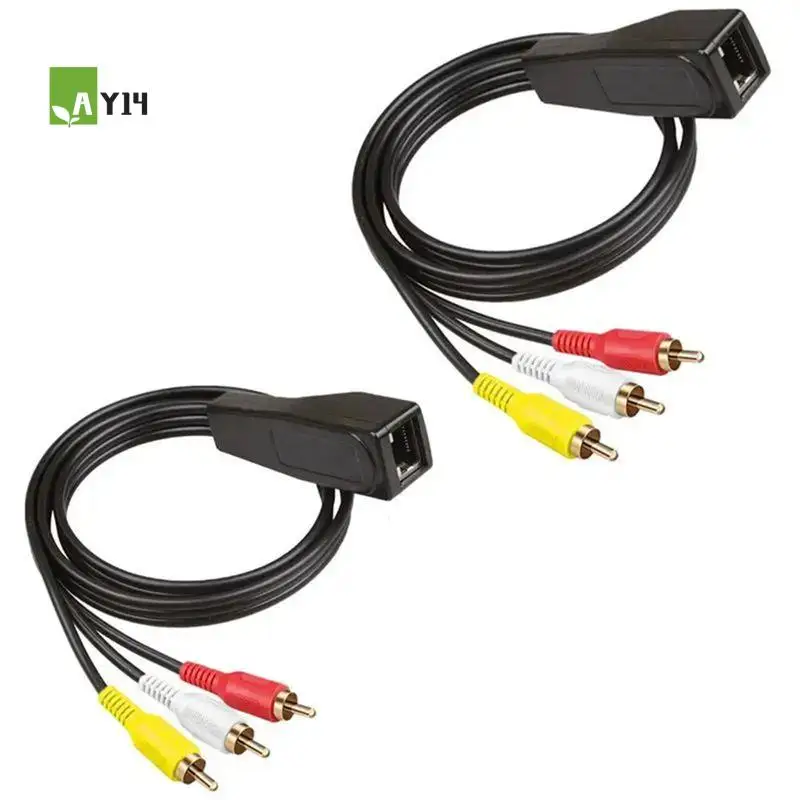 AY14 -RJ45 Female To 3RCA Rj45 To 3 Lotus Flower With Extender And Network Cable To Extend 305 Meters Of Audio & Video Cable