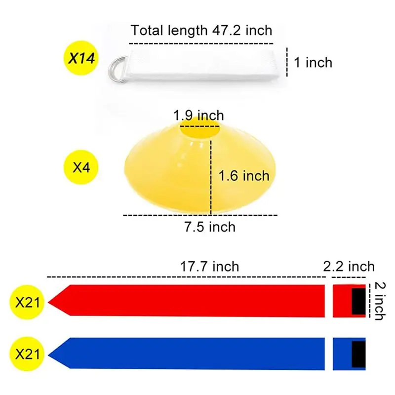 【STOCK】Flag Football Set-14Pcs Belts With 42 Flags(21 Red and 21 Blue Flags) , 4 Cones Adults Youth Flag Football Belts
