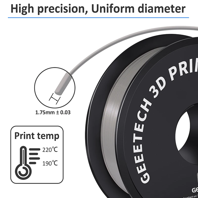 Geeetech Standard PLA Filament 1kg 1.75mm 3D Printer Plastic Material, Accuracy 0.03mm, for Fit Most FDM Printer