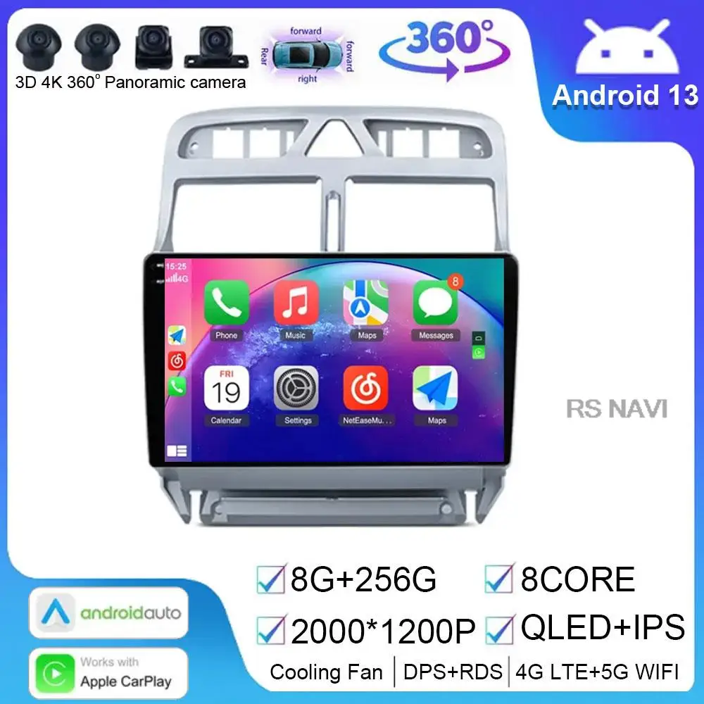 

2Din For Peugeot 307 307CC 307SW 2002-2014 Android 14 Carplay Car Radio GPS Navigation Multimedia Player Head Unit Auto Stereos