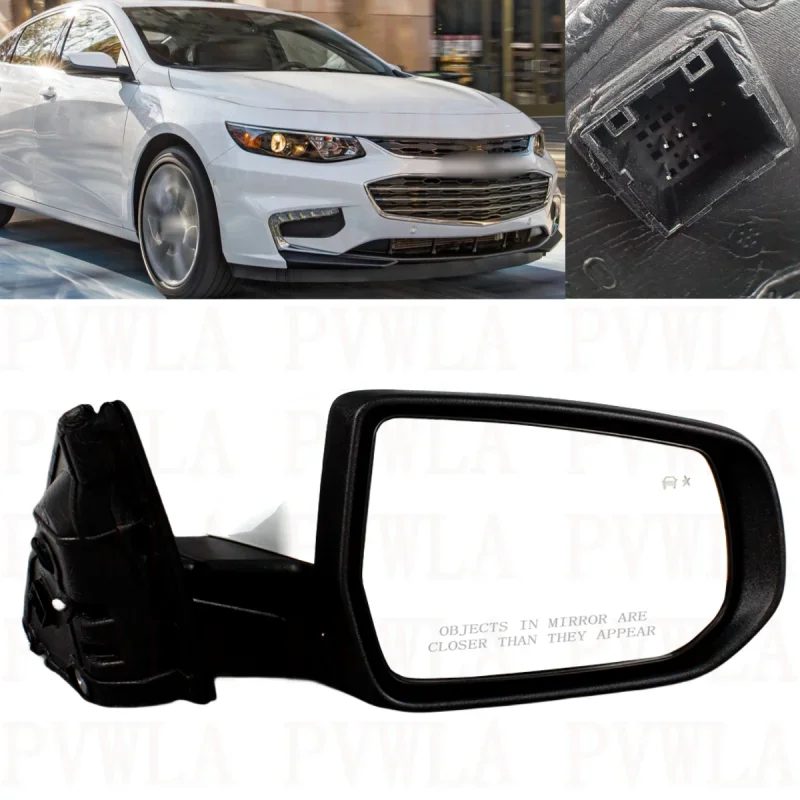 

Right Side 8 Pins White Heated Power Adjust Blind Spot Mirror For Chevrolet Malibu 2016 2017 2018 2019 2020 2021 US Version