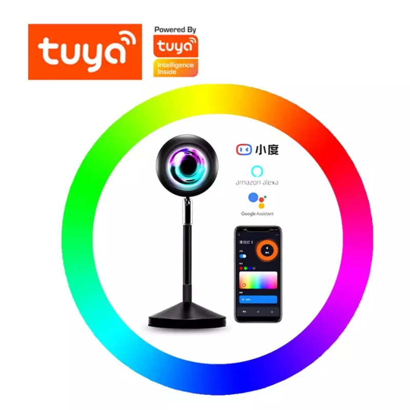 Tuya Smart WiFi USB Sunset Light Creative RGB Background Projection Atmosphere Light Timer Alexa Google Home