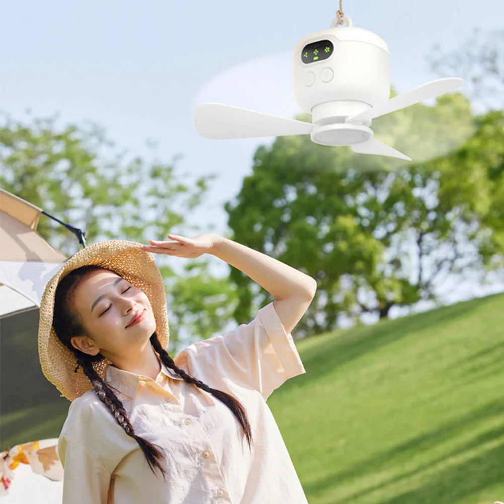 

Portable Ceiling Fan Light Rechargeable Camping Fan with Remote Control Tent Fan Outdoor Fan for Outdoor Dorm