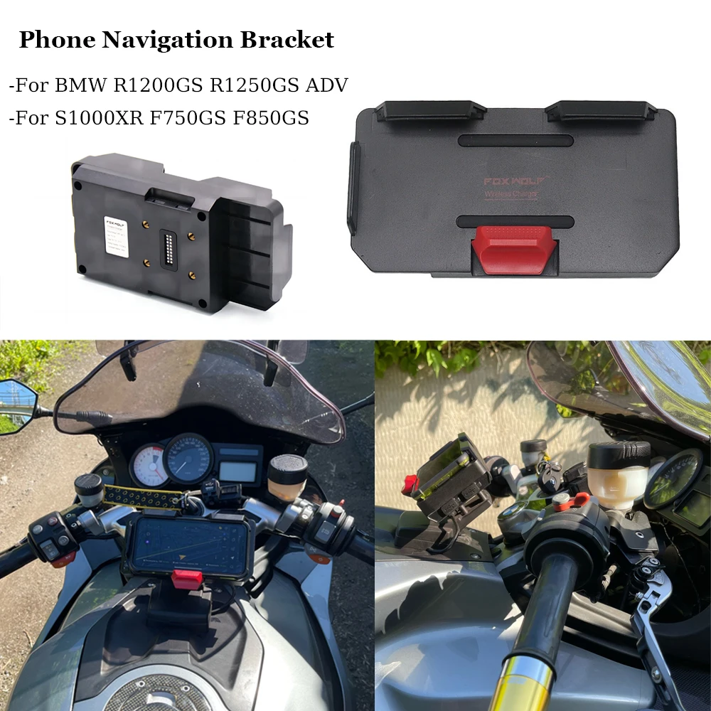 NEW For BMW R1200GS R1250GS R 1250 GS F800GS F700GS S1000XR ADV Motorcycle Wireless Charging GPS Phone Holder Navigation Bracket