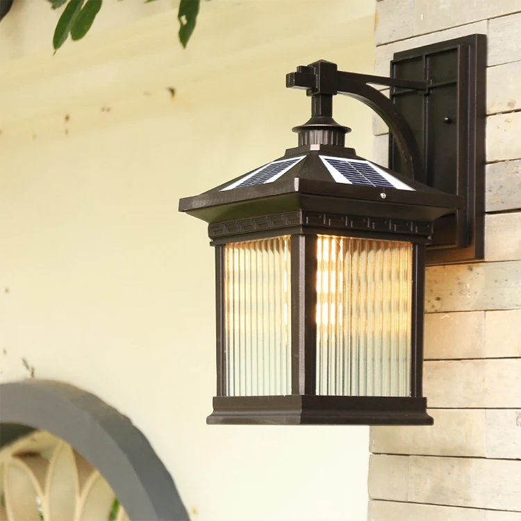 Modern creative retro outdoor wall lamp waterproof die-cast aluminum halide bulb solar/electric power supply