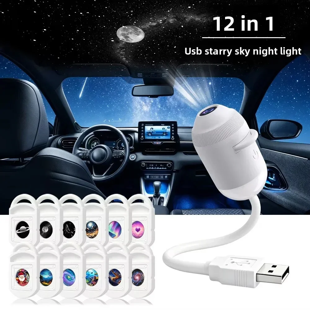 2-in-1 Sternenhimmel-Nachtlichtprojektor Plug-and-Play Galaxie-Sternprojektor USB-betriebene Deckenleuchte für Schlafzimmer- und Autodekoration – Detail 3