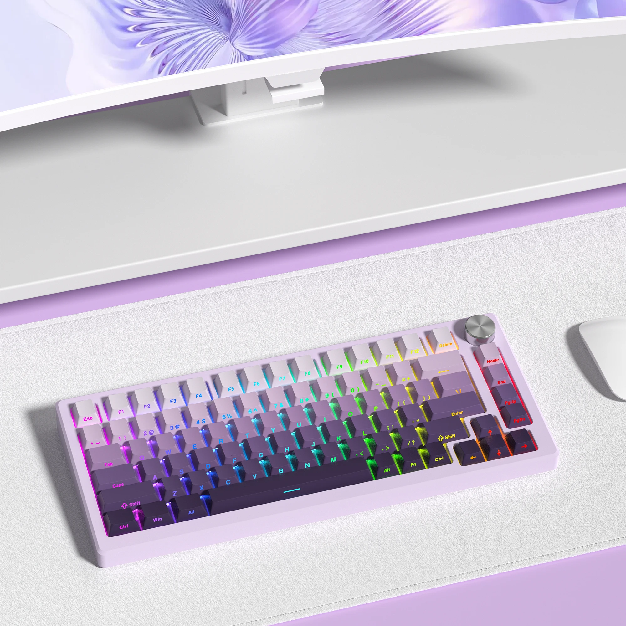 Gradient Purple Double Shot PBT Keycaps Cherry/OEM Profile 136 tasti tasti stampati laterali Keycaps per Gateron Cherry MX switch Keyboard