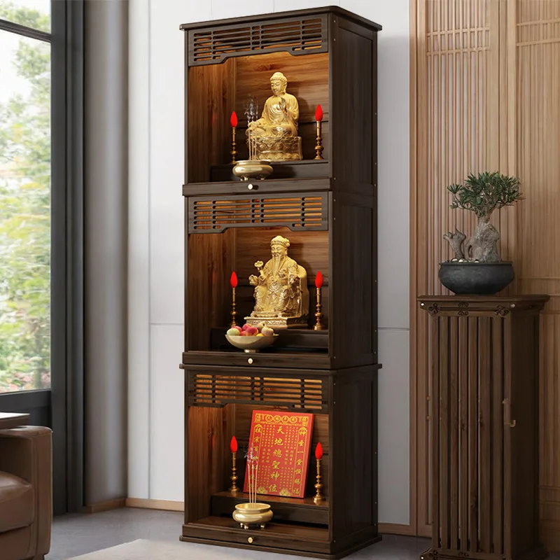 shrine offering platform Household non-solid wood Buddha statue offering platform God of Wealth Bodhisattva standing cabinet