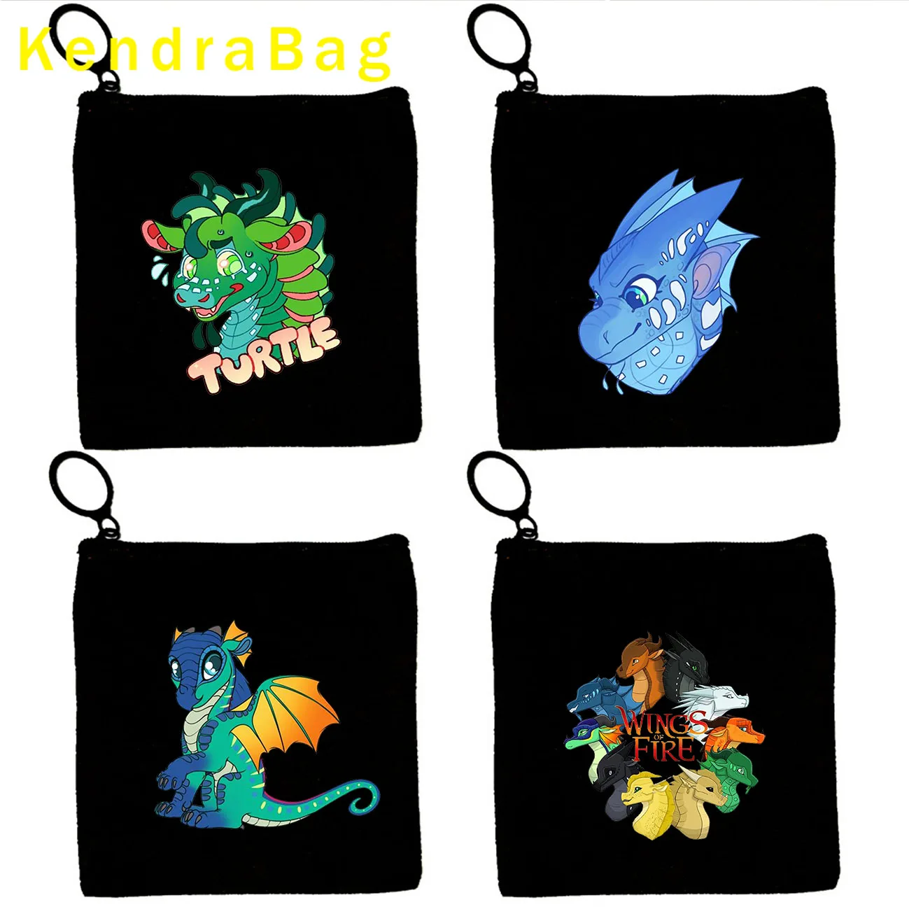 

Cute Cartoon Dragons Wings of Fire Fan Gifts Glory Peril Sunny Tsunami Turtle Canvas Coin Purse Key Case Bag Wallet Zipper Pouch