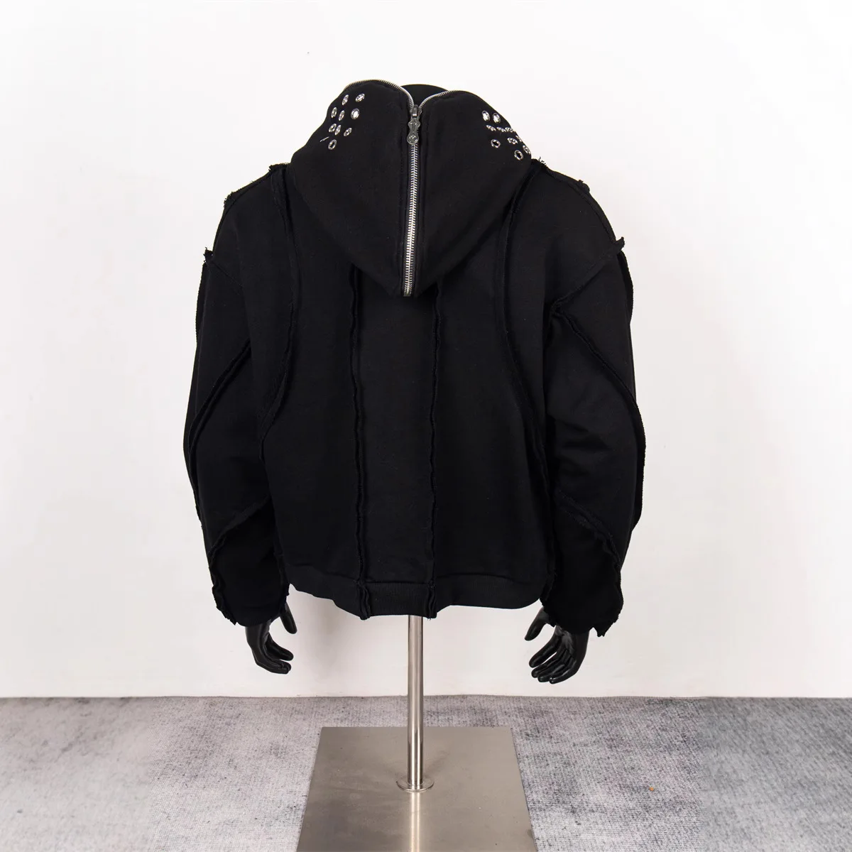 Thug Club وصل حديثًا سويت شيرت معدني مغسول بسحاب بالاكلافا نينجا بقلنسوة للرجال سترة ملابس الشارع الشهير #2