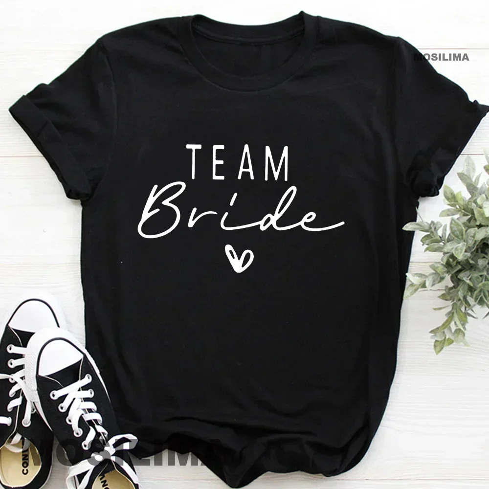 Women T Shirt Team Bride Bachelorette Party Shower Hen Party Bridesmaid Print T-Shirt 2025 Girls Wedding Female Polyester Tops
