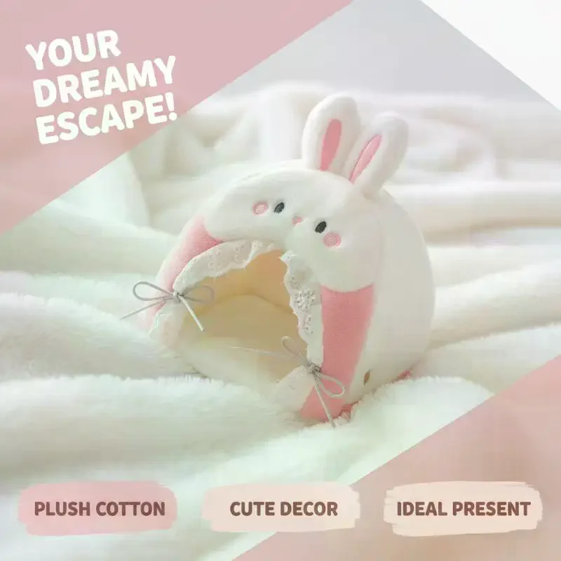 Mini Stuffed Plush Rabbit Doll Tent Cute Fluffy Ornament Creative Desktop Decor for Kids Playroom Decoration