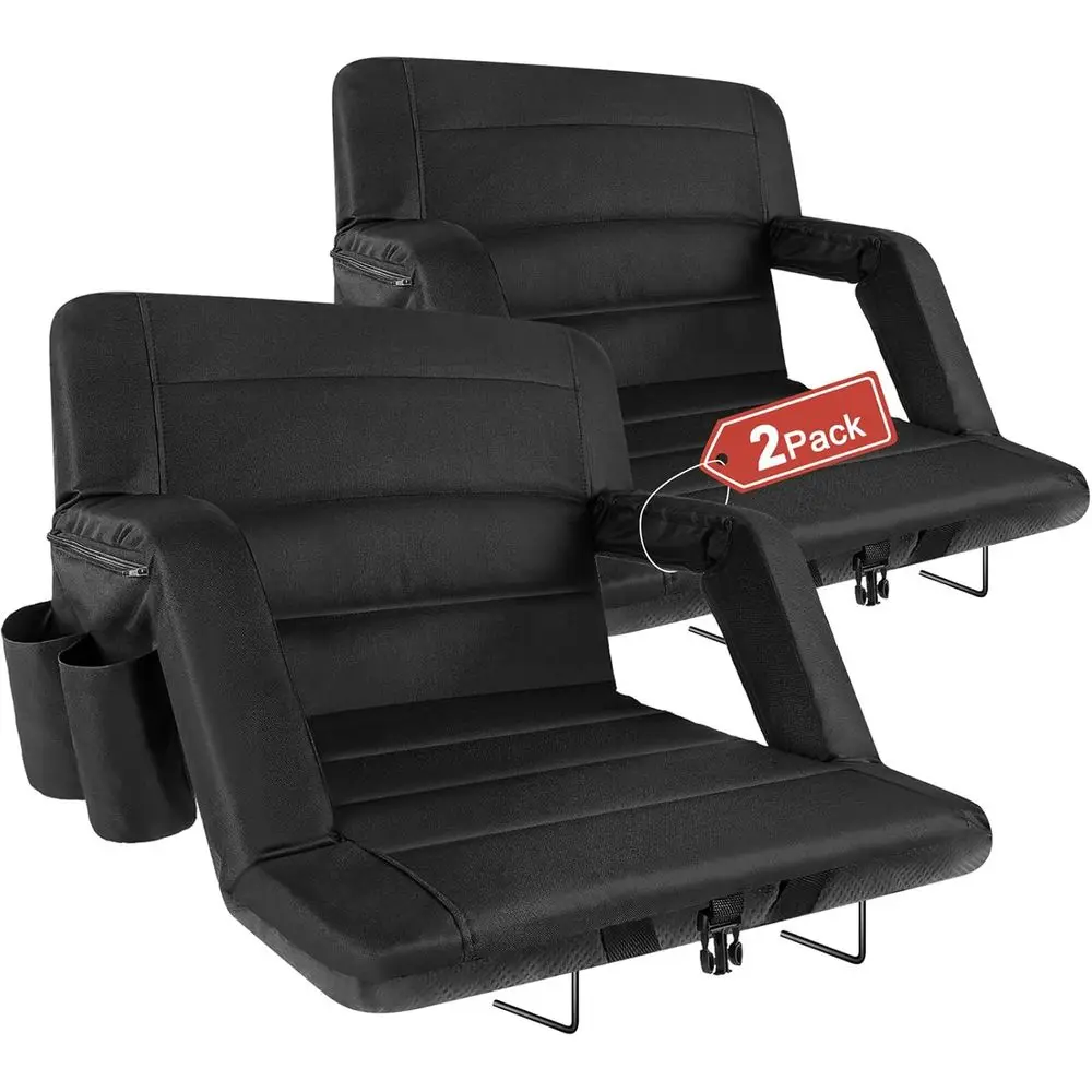 

Extra Wide Stadium Seats with Back Support 2 Pack, Bleacher Chairs with Back and Cushion olding Stadium Chairs, 6 Reclining Posi