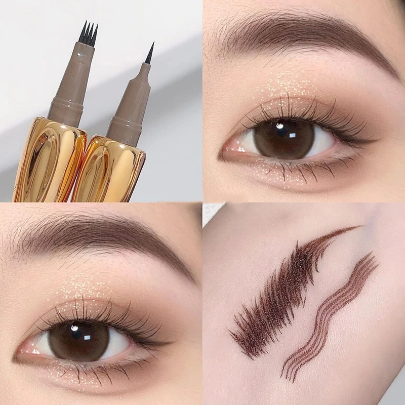4-Punkt-Microblading-Augenbrauenstift, wasserdichter Augenbrauen-Tattoo-Pinsel, langlebiger Augenbrauenstift, Make-up, einfach anzubringender Augenbrauenstift