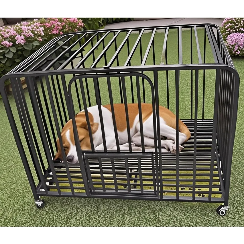 

Dog Crate Cage XL Kennel Indoor Heavy Duty Pet Escape Proof Crate for Medium and Large Dogs Removable Crate(Black)