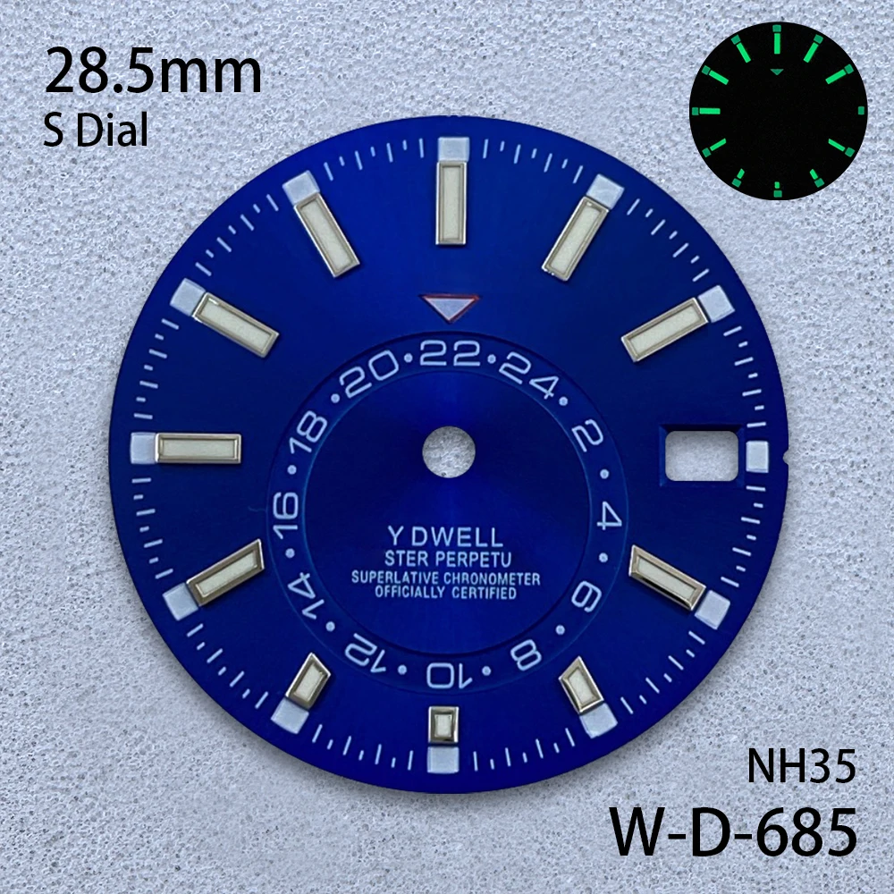 28.5mm Sunburst S Dial Fit NH35/NH36/4R/7S Automatic Movement Green Luminous High-Quality Watch Modification Accessories