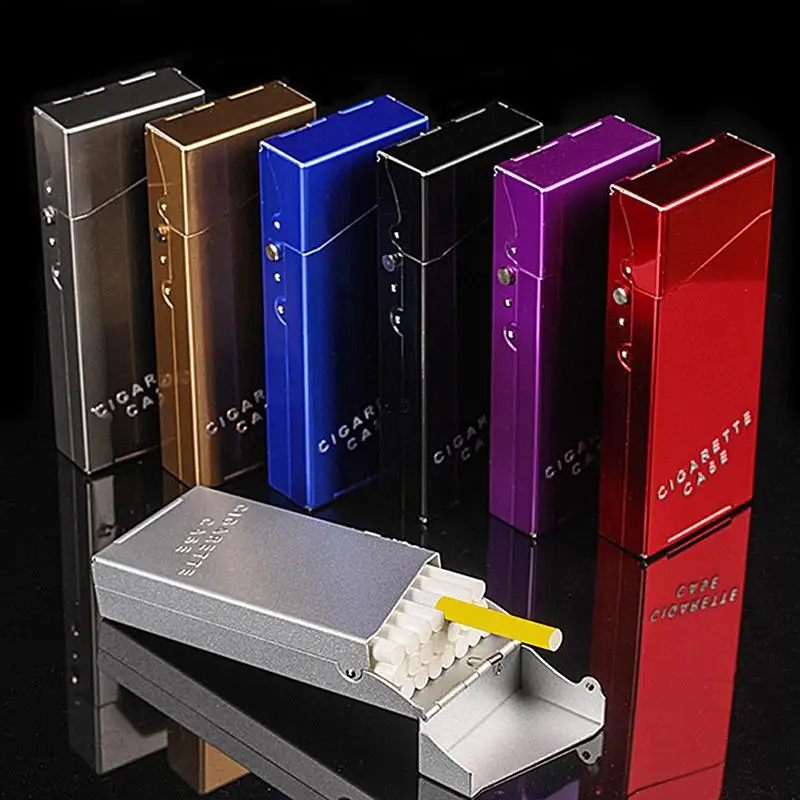 20Thin Cigarettes Thin Fashion Cigarette Case Aluminum Alloy Cigarette Accessories Prevent Moisture Waterproof Well-Sealed Store