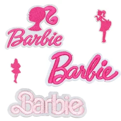 10Pcs/bag Barbie Pink Princess Embroidered Iron On Patches Anime Cartoon Kids Girls Clothing Decoration Applqiue Sticker Diy Toy